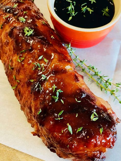 Bourbon Pork Tenderloin, Pork Tenderloin Glaze, Sauce For Pork Tenderloin, Bourbon Pork, Grilled Pork Tenderloin Recipes, Peach Bourbon, Smoked Pork Tenderloin, Baked Pork Tenderloin, Smoked Pork Loin