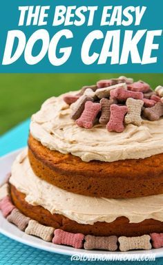 There's a reason this is the most popular DOG CAKE recipe on the internet! Thousands of people have made this cake for their puppies! A great dog birthday cake, this dog cake is made from simple ingredients you likely have on hand. #dogs #dog #puppy #puppies #dogcake #dogrecipe #dogtreats #dogbirthday #doglover #dogfoodrecipe #recipe #cake #pets #lftorecipes Dog Cake Frosting Recipe, Spoiled Dog Cake, Dog Cake Recipe, Dog Birthday Cake Recipe, Dog Cake Recipes, Cake Dog, Dog Biscuit Recipes, Easy Dog Treats, Healthy Dog Treats Homemade