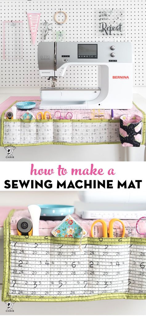 A free sewing tutorial for a fold up travel sewing machine mat and organizer. #sewingpattern #sewing #freepatterns #organization Sewing Mat, Sewing Machine Mat, Pochette Diy, Polka Dot Chair, Travel Sewing, Sewing Machine Cover, Sew Ins, Costura Diy, Sewing Tutorials Free