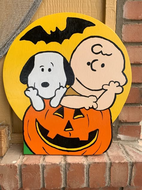 Trunk Or Treat Peanuts Theme, Charlie Brown Halloween Decorations, Great Pumpkin Charlie Brown Yard Decorations, Halloween Wood Cutouts, Charlie Brown Great Pumpkin Decorations, The Great Pumpkin Charlie Brown Decor, Great Pumpkin Charlie Brown Halloween Decorations, Snoopy Halloween Decor, Peanuts Halloween Decor