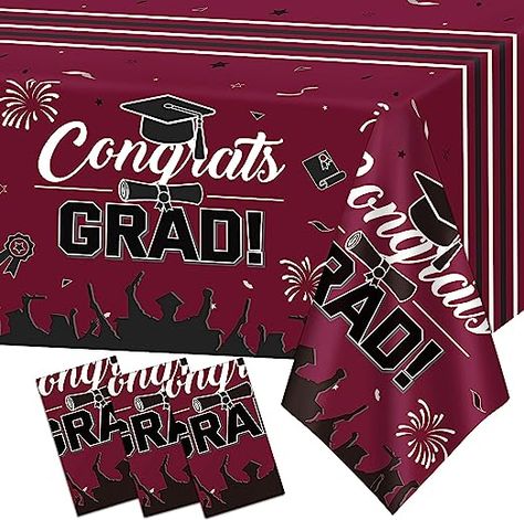 Amazon.com: Graduation Tablecloth Maroon Black 3pcs, Maroon Graduation Party Decorations Supplies 2023 Maroon Black Congrats Grad Tablecover Plastic Class of 2023 Decorations Congrats Grad Party Supplies-54"x108" : Home & Kitchen Burgundy Grad Party Decorations, Graduation Party Ideas Maroon, Maroon Graduation Party Decorations, Red Black Silver Graduation Party, Burgundy Graduation Party, Maroon Graduation Party, 2023 Decorations, Table Cloth Decorations, Graduation Party Decorations