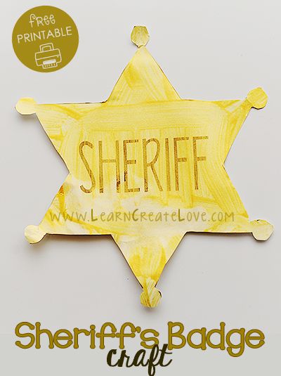 Printable Sheriff’s Badge Craft Western Crafts For Toddlers, Preschool Rodeo Activities, Prek Projects, Western Props, Koala Room, Wild West Activities, Wild West Crafts, Cowboy Camp, Western Classroom