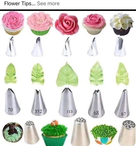 Cake Nozzles, Cupcake Decorating Tips, Cake Decorating Icing, Icing Techniques, Cake Piping, Cake Decorating For Beginners, Cake Decorating Set, Icing Flowers, Buttercream Cake Decorating