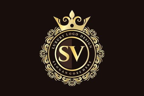 SV Initial Letter Gold calligraphic feminine floral hand drawn heraldic monogram antique vintage style luxury logo design Premium Vector Sv Logo Design, Sv Logo, Luxury Logo Design, Letter Logo Design, Logo Banners, Luxury Logo, Cityscape Photos, Initial Letter, Marketing Design