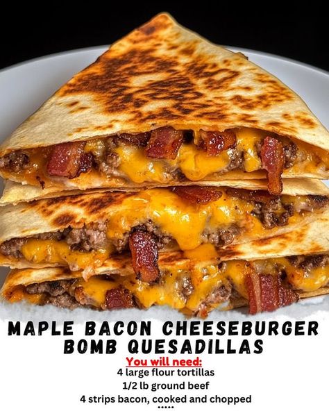 Cheeseburger Quesadillas, Cheeseburger Quesadilla, Loaded Burger, Recipes With Flour Tortillas, Griddle Recipes, Vegetarian Soup Recipes, Dairy Free Dinner, Healthy Recipes For Diabetics, Tortilla Recipe