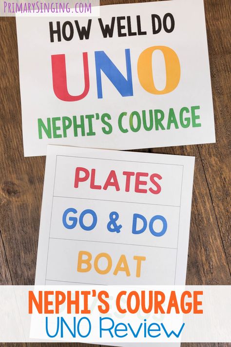 How well do UNO Nephi's Courage? Play this fun and super easy no prep Nephi's Courage UNO Review game to sing through all of the verses with a simple but engaging activity. Printable song helps for LDS Primary music leaders. Nephi’s Courage Singing Time, 2024 Lds Primary, Lds Singing Time Review Games, Primary Games Lds Kids, Nephis Courage Singing Time, Lds Singing Time Games, Primary Review Games, Lds Primary Singing Time 2024, Primary Song Review Games