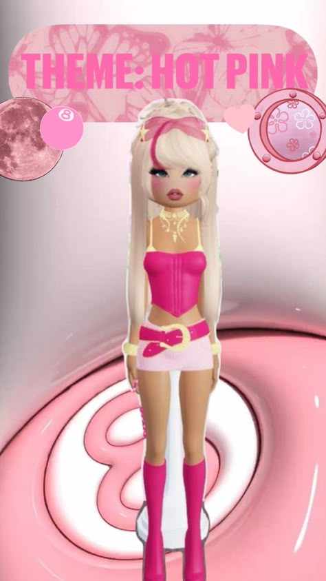 @slaygurl💗💓💞💕 Theme Dress, Hot Pink Dresses, Pink Themes, Dried Flower Bouquet, Roblox Roblox, Themed Outfits, Food Themes, Cute Art Styles, Pink Outfit