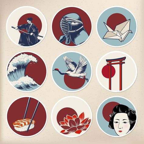 Geisha Sushi, Japanese Stickers, Sushi Japanese, Samurai Mask, The Great Wave, Japanese Patterns, Bullet Journal Ideas Pages, Beige Background, Shop Logo