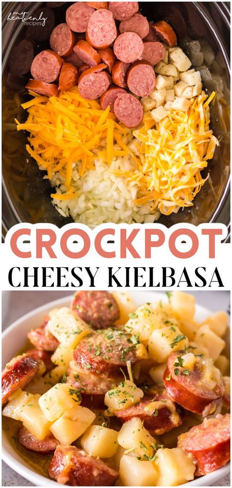 Crockpot Cheesy Kielbasa, Easy Healthy Fall Crockpot Meals, Crockpot Meals For Pregnant Women, Easy Crockpot Kid Friendly Recipes, Easy Delicious Crockpot Meals, Potato Kielbasa Crockpot, Easy Crockpot Dinners For Kids, Crockpot Recipes With Kielbasa, Dump N Go Crockpot Dinners