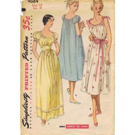 Simplicity 4684 Vintage Sewing Pattern Womens Nightgown