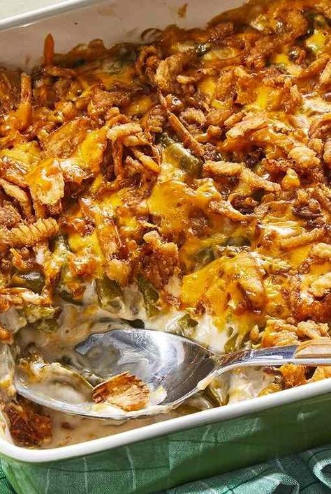 Our most popular Thanksgiving recipe of all time is not a turkey, a pie, or any potato. Instead, it's a classic casserole our community turns to year after year: Green Bean Casserole. Here's why the retro dish deserves a spot on your table this Thanksgiving. Green Bean Casserole Southern, Dressing Turkey, Green Bean Casserole Bacon, Vegetable Casseroles, Traditional Green Bean Casserole, Best Green Bean Casserole, Homemade Green Bean Casserole, Classic Green Bean Casserole, Thanksgiving Casserole