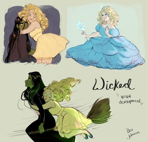 Art by Bev Johnson Bev Johnson, Wicked Art, Elphaba And Glinda, Music Anime, Wicked Musical, Theatre Nerds, Musical Art, Musical Theater, Arte Sketchbook