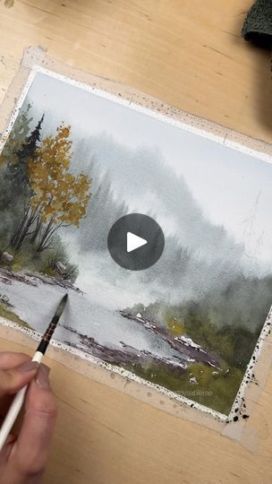 9K views · 325 reactions | Can you feel the cool breeze? 😌 | Sable Rae Art Step By Step Watercolor, Watercolor Flowers Tutorial, Watercolor Pictures, Watercolor Tree, Foggy Forest, Cool Breeze, Fall Watercolor, Winter Painting, Autumn Scenes