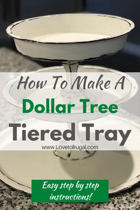 Dollar Tree Tiered Tray, Dollar Tree Hacks, Dollar Tree Fall, Dollar Store Diy Projects, Farmhouse Crafts, Dollar Store Hacks, Budget Decorating, Tray Diy, Diy Dollar Tree Decor