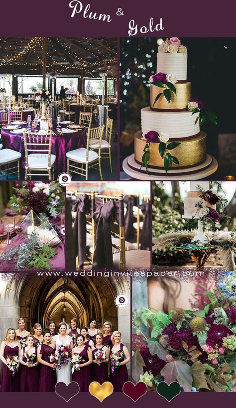 Plum Emerald Gold Wedding, Plum Lilac And Navy Wedding Decor, Plum Table Setting Wedding, Emerald Green And Plum Wedding, Mardi Gras Wedding Reception, Plum And Emerald Wedding Colors, Plum And Gold Wedding, Plum Gold Wedding, Emerald Wedding Cake