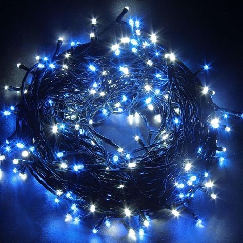 Fullbell 33ft Christmas LED Fairy Twinkle String lights 80 LEDs with Controller for Chirstmas Tree, Garden, Patio, Multi Strings Connectable(Black Wire)(Blue) : Patio, Lawn & Garden Holiday Decorations Black String Lights, Blue Fairy Lights, String Fairy Lights, Christmas Light Installation, Led String Lights Outdoor, Christmas Fairy Lights, Yard Party, White String Lights, Outdoor Bedroom