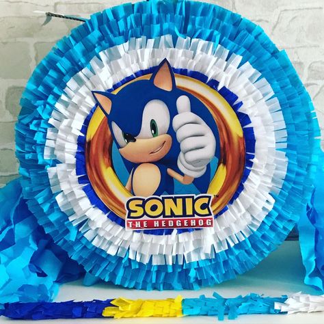 Sonic Birthday Party, Mermaid Pinata, Sonic Birthday Cake, Sonic Cake, Sonic Birthday Parties, Sonic Party, Diy Pinata, Sonic Birthday, Mario Birthday Party