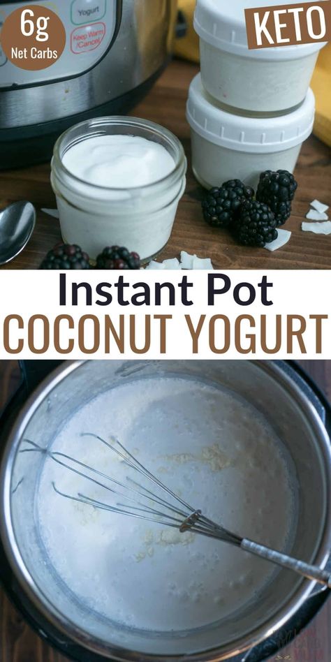 Dairy Free Yogurt Instant Pot, Coconut Yogurt Instant Pot, Dairy Free Yogurt Recipe, Yogurt In The Instant Pot, Coconut Yogurt Recipe, Wahls Diet, Homemade Coconut Yogurt, Instant Pot Yogurt Recipe, Low Carb Instant Pot Recipes