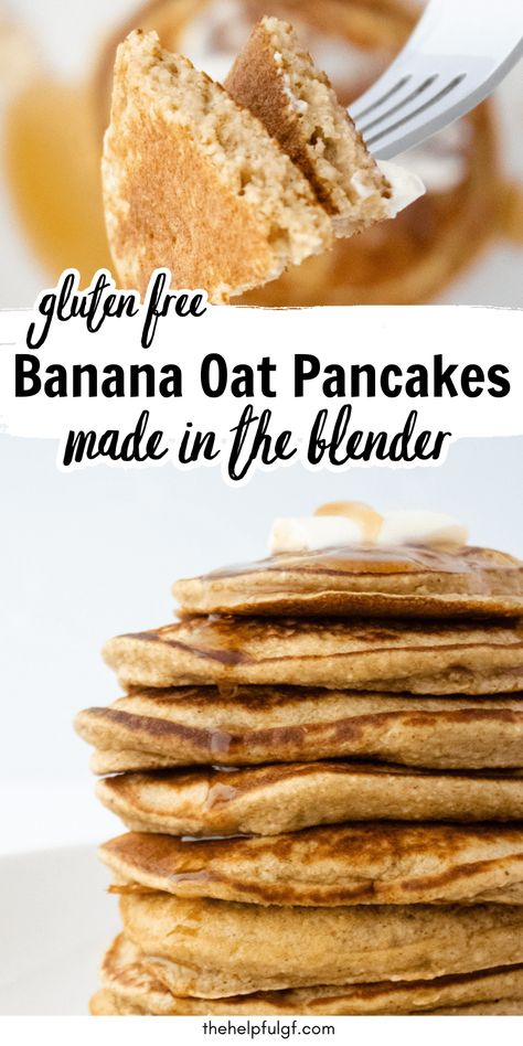 Start your day with these fluffy, gluten-free Banana Oat Blender Pancakes. Quick, healthy, and easy to make, they're the perfect gluten-free breakfast or brunch. Made with gluten free oats and ripe bananas, these pancakes are nutritious and delicious. Try them today! Oat Blender Pancakes, Gluten Free Oatmeal Pancakes, Vegetarian Recipes Gluten Free, Gluten Free Recipes Healthy, Healthy Recipes Gluten Free, Gluten Free Banana Pancakes, Blender Pancakes, Gluten Free Comfort Food, Healthy Recipes Vegetarian