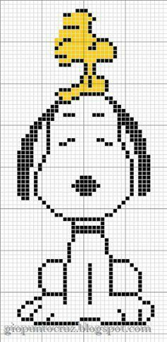 Snoopy pixel art Free Disney Cross Stitch Patterns, Stitch Character, Pixel Crochet, Stitch Cartoon, Pixel Pattern, Snoopy And Woodstock, Tapestry Crochet, Knitting Charts, A Cross