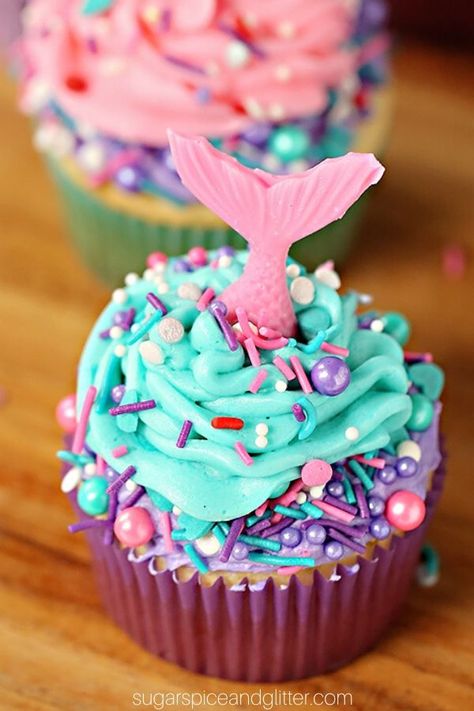 Mermaid Tail Veggie Tray, Costco Mermaid Cake, Mermaid Cupcakes Simple, Pink And Purple Mermaid Cupcakes, Cupcakes Decoration Mermaid, Mermaid Cupcake Cake Ideas, Easy Mermaid Cupcakes Ideas, Mermaid And Pirate Cupcakes, Diy Mermaid Cupcakes Easy