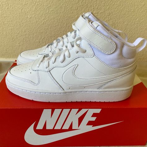 Nike Court Borough Mid 2: White; Size 7y/ 8 Or 8.5 In Women’s; New, Never Before Worn, In Perfect Condition! Discontinued Shoe Nike Court Mid, Nike Court Borough Mid 2, Court Borough Mid 2, Nike Court Borough, Nike White, Shoes Color, Shoes Nike, White Nikes, Womens Shoes Sneakers