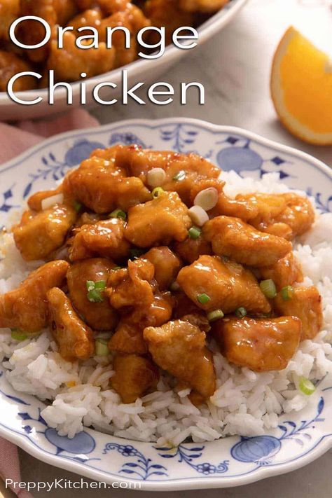 From Preppy Kitchen, how to make the best Chinese Orange Chicken at home! Made with delicious crispy chicken pieces tossed in an incredible sweet and sticky orange sauce that everyone loves. This recipe is super easy to prepare, so much healthier and tastes even better than takeout! #orangechicken #bestorangechicken #homemadeorangechicken Girl Meets Farm Orange Chicken, The Preppy Kitchen, Preppy Kitchen Recipes, Cheesecake Factory Orange Chicken, Foreign Recipes, Pei Wei, Chinese Orange Chicken, Main Recipes, Asian Appetizers