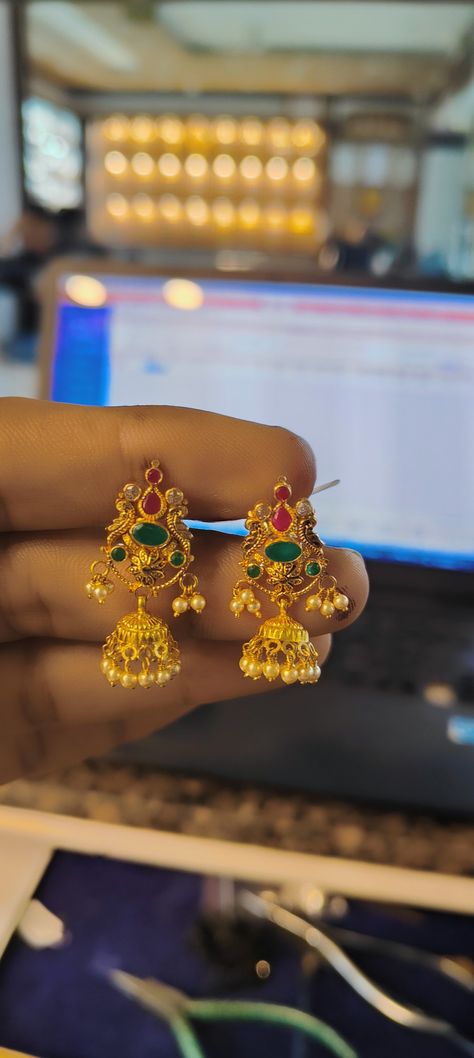 Molathadu Designs Gold For Women, Black Beads Buttalu Gold, 5gms Gold Earrings, Gold Buttalu In 5 Grams, 8grams Gold Earrings, Dailywear Earrings Gold Indian, Kammalu Buttalu Gold, Ear Rings Gold Indian, 5 Grams Gold Earrings