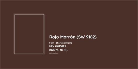 Sherwin Williams Rojo Marrón (SW 9182) Paint color codes, similar paints and colors Wine Paint Colors, Energy Colors, Paint Color Swatches, Analogous Color Scheme, Paint Color Codes, Rgb Color Codes, Choosing Paint Colours, Rgb Color Wheel, Monochromatic Color Palette