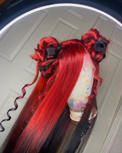 gorgeous wig idea#extendedponytail #naturalhair #hairjourney #hairstyles #hairtutorials #explorepage #satisfyingvideos #blackgirlmagic #sleekponytail #feedinponytail #ponytail #highponytail #ponytailhair #blackqueen #hairextensions #rawhair #blackgirlhairstyles #inspiration #mel Exotic Hairstyles, Hair Color Crazy, Creative Hair Color, Quick Braided Hairstyles, Barbie Hair, Dyed Hair Inspiration, Braids With Curls, Pretty Hair Color, Front Lace Wigs Human Hair