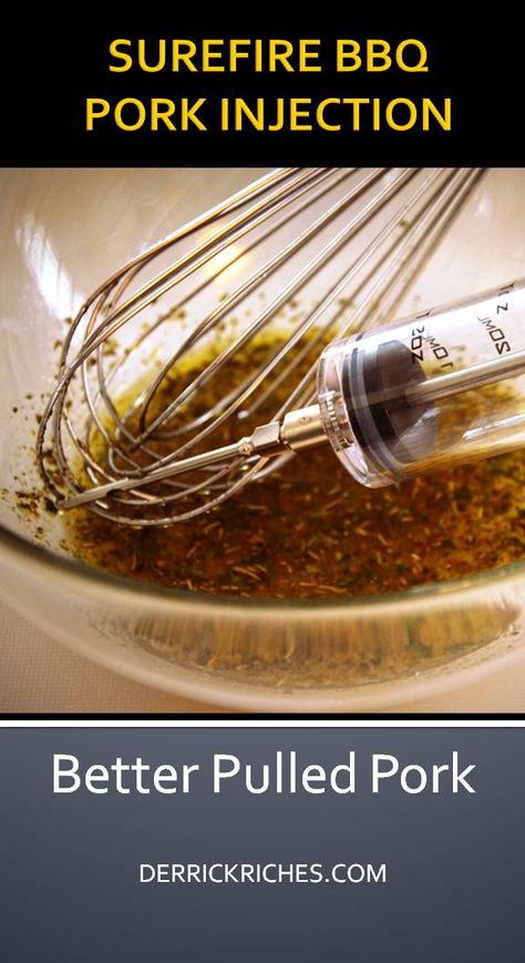 Pulled Pork Injection Marinade, Pork Shoulder Injection Recipe, Pork Injection Recipes, Pulled Pork Injection Recipe, Pulled Pork Injection, Pork Injection Marinade, Meat Injection Recipe, Injection Marinade Recipe, Recipes For Pork