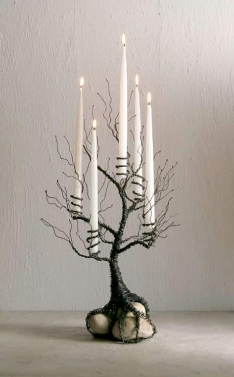 Drátěná Socha, Koti Diy, Tree Candle Holders, Wire Trees, Diy Candle Holders, Wire Tree, Candle Tree, Wire Sculpture, Love Halloween