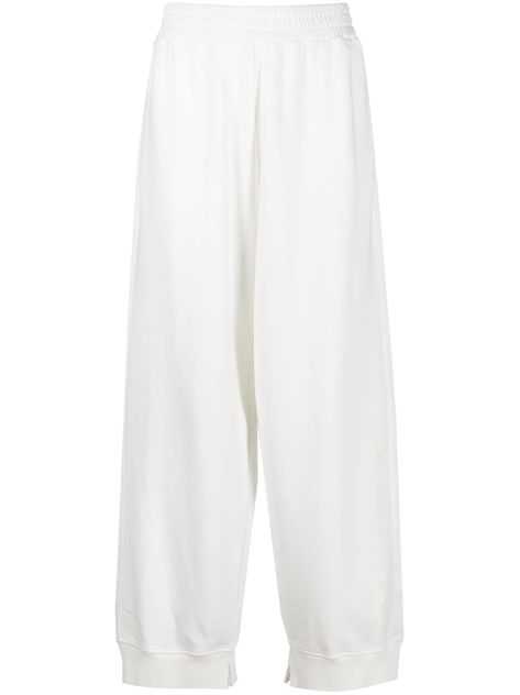 MM6 Maison Margiela wide-leg Track Pants - Farfetch Designer Sweatpants, Sweatpants For Women, Causual Outfits, Mm6 Maison Margiela, Track Pants, White Cotton, Mid Rise, Tap, Fashion Branding