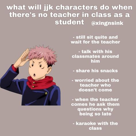 Itafushi Headcanons, Itadori Headcanons, Jujutsu Kaisen Headcanons, Jjk Kinnie Bingo Yuji, Yuji Itadori Headcanons, Jujutsu Kaisen Incorrect Quotes, Jjk Headcanons, Jjk Gojo, Yuuji Itadori