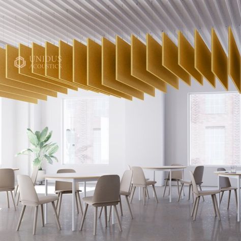 Acoustic Baffles Acustic Panels, Ceiling Inspiration, Office 2023, Acoustic Baffles, Acoustical Ceiling, Acoustic Ceiling Panels, Work Cafe, Sound Panel, Acoustic Design