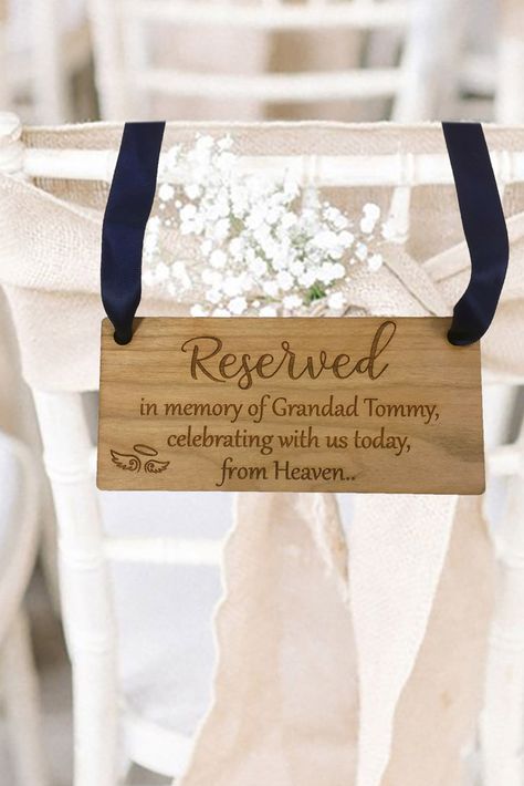 Reserved Seats For Lost Loved Ones, Wedding Memorial Ideas, Wedding Remembrance, Memorial Wedding, Wedding Memorial Sign, Memorial Ideas, Signs Wedding, Memorial Signs, Seating Plan Wedding