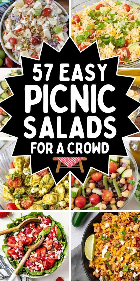 picnic side dishes healthy Picnic Food Sides, Summer Pot Luck Dishes For A Crowd, Sides For A Crowd Family Gatherings, Salads For A Party, Easy Salads For A Crowd, Picnic Sides For A Crowd, Cold Potluck Dishes For A Crowd, Cold Potluck Dishes, Cookout Salad