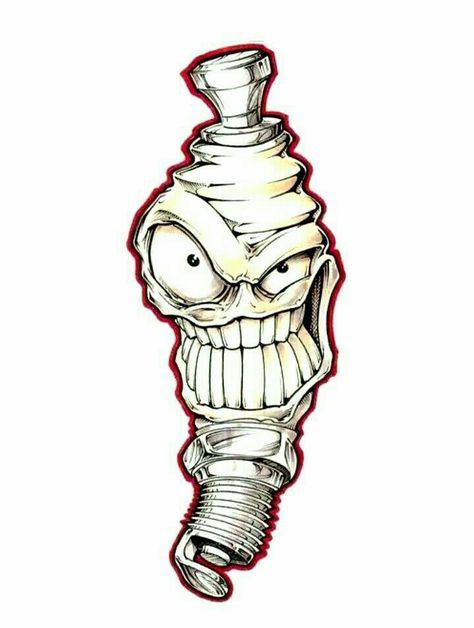 Spark Plug Art Drawing, Spark Plug Tattoo Design, Sparkplug Tattoo, Spark Plug Tattoo, Drawing Warrior, Piston Tattoo, Hot Rod Tattoo, Engine Tattoo, Kustom Kulture Art