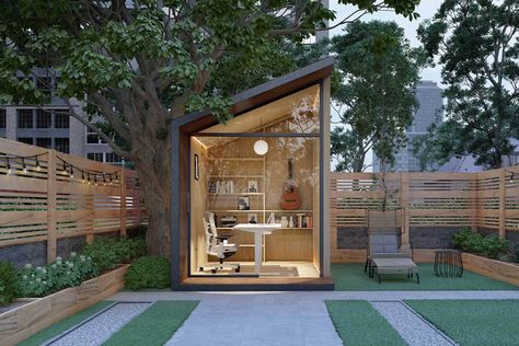 Work from home product designs that are the best investments of 2020! Work Pod, Prefab Office, Ruang Tv, Backyard Structures, Private Workspace, Shed Office, Garden Pods, Tiny Office, Garden Home Office