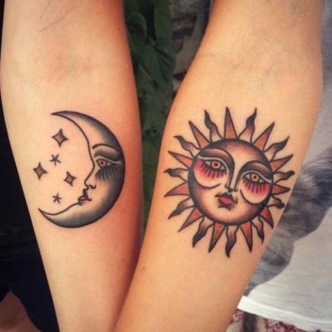 Sun And Moon Tattoos, Tattoo Sonne, Yin En Yang, Forever Tattoo, Polynesian Tattoos, Moon Tattoos, Handpoke Tattoo, Moon Tattoo Designs, Sun Tattoos