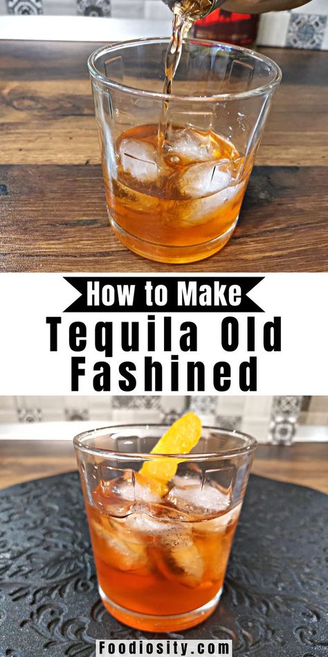 Tequila Old Fashioned, How To Make Tequila, Old Fashion Drink Recipe, Old Fashioned Drink, Liquor Recipes, Cocktail Drinks Alcoholic, Best Tequila, Liqueurs Recipes, Bourbon Drinks