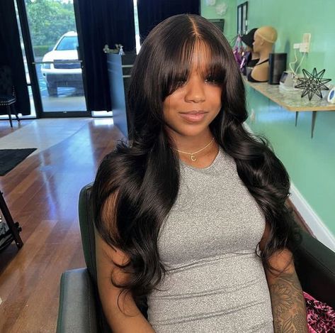 Middle Part Styles Black Women, Curtain Bangs Closure, Layered Closure Wig, Curly Hair Extensions Hairstyles, Closure Quick Weave Hairstyles, Frontal Wig Hairstyles, Birthday Hairstyles, Mode Zara, Quick Weave Hairstyles