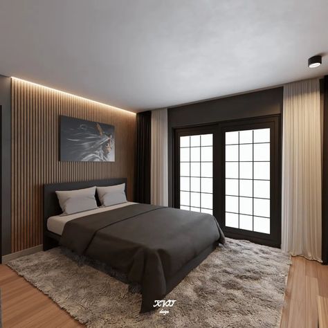 𝗫𝗩𝗜𝗜 en Instagram: “Small bedroom design for @gaetan.detilloux :) Designed by : @xvii.design DM for custom 3D room, and hit follow more for dark interiors…” Male Bedroom Aesthetic, Male Bedrooms, Bedroom Ideas Men, Male Bedroom, Bedroom With Balcony, Gamer Bedroom, Mens Bedroom Decor, Bedroom Redesign, 3d Room