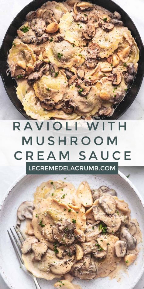 Cooking With Mushrooms Meals, Mushroom Cream Sauce Ravioli, Easy Dinner Recipes From Pantry, Mushroom Ravioli Soup, Elbow Pasta Dinner Recipes, Chicken And Ravioli Recipes Dinners, Best Easy Healthy Dinner Recipes, Traditional Pasta Recipes, Fancy Dishes Dinners