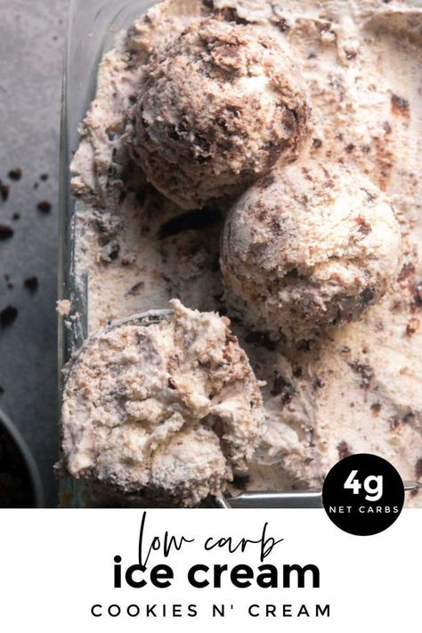 Keto Cookies And Cream, Cookies N Cream Ice Cream, Keto Ice Cream Recipe, Cookies And Cream Ice Cream, Avocado Ice Cream, Cookies N Cream, Low Carb Ice Cream, Low Carb Flour, Pine Kitchen