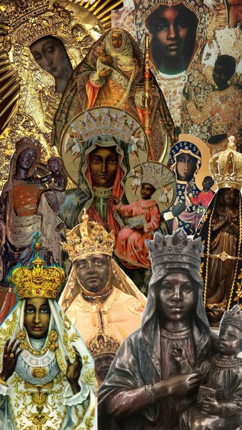 the black madonna The Black Madonna, Black Southern Gothic Aesthetic, Madonna Artwork, Catholicism Aesthetic, Virgin Mary Images, Black Virgin Mary, Catholic Saints Images, Black Saints, Our Lady Of Charity