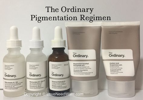 [Skin Concerns] The Ordinary Pigmentation Regimen The Ordinary Pigmentation, Skin Care Hyperpigmentation, Dermalogica Skin Care, The Ordinary Skincare Routine, Ordinary Skincare, Skin Care Supplies, Oily Skincare, Skin Advice, The Ordinary Skincare