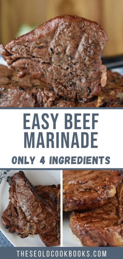 Beef Marinade Recipe for Steaks - These Old Cookbooks Best Beef Marinade Recipe, Beef Marinade Recipe Marinated Steak, Stew Meat Marinade Beef, Marinade For Beef Stew Meat, Keto Beef Marinade, Marinade For Stew Meat, Low Sodium Marinade For Steak, Simple Steak Marinade Recipes, Marinade For Chuck Steak