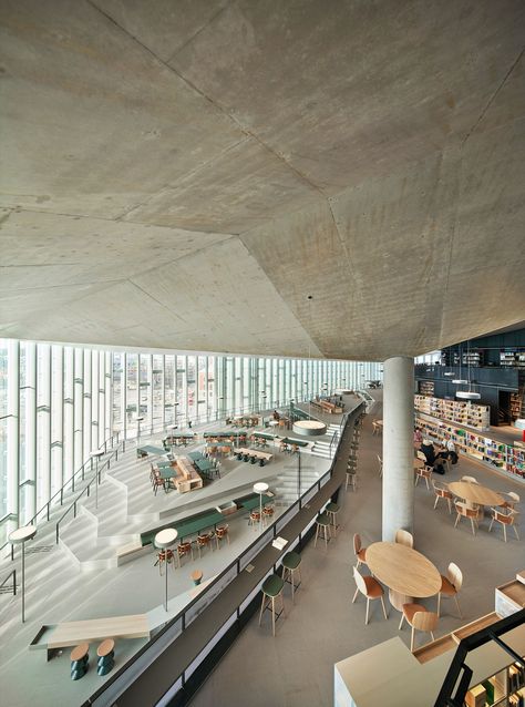 Deichman Library Oslo, Public Library Design, Rooftop Restaurant Design, Library Cafe, Australia Landscape, Museum Cafe, Innovative Architecture, Modern Library, Folder Design