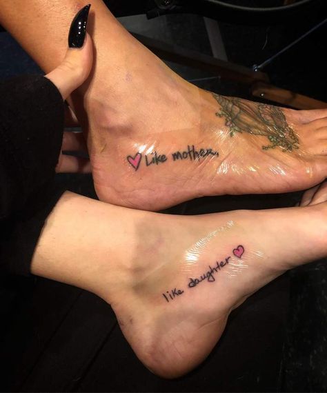 Like Mother Like Daughter Tattoo, Tattoo Ideas For Mom And Daughter, Mum Daughter Tattoo, Unique Matching Tattoos Mother Daughters, Small Mom And Daughter Tattoos, Matching Tattoos Mom And Daughter, Tattoos For Your Mom, Small Matching Tattoos Mom And Daughter, Tattoo Ideas Mom And Daughter